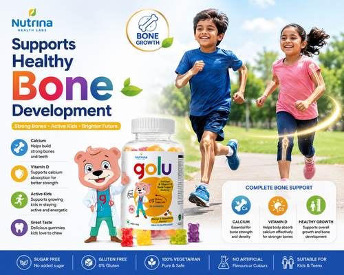 Golu Calcium & Vitamin D Gummies for Kids – Bone Support (30 Gummies)