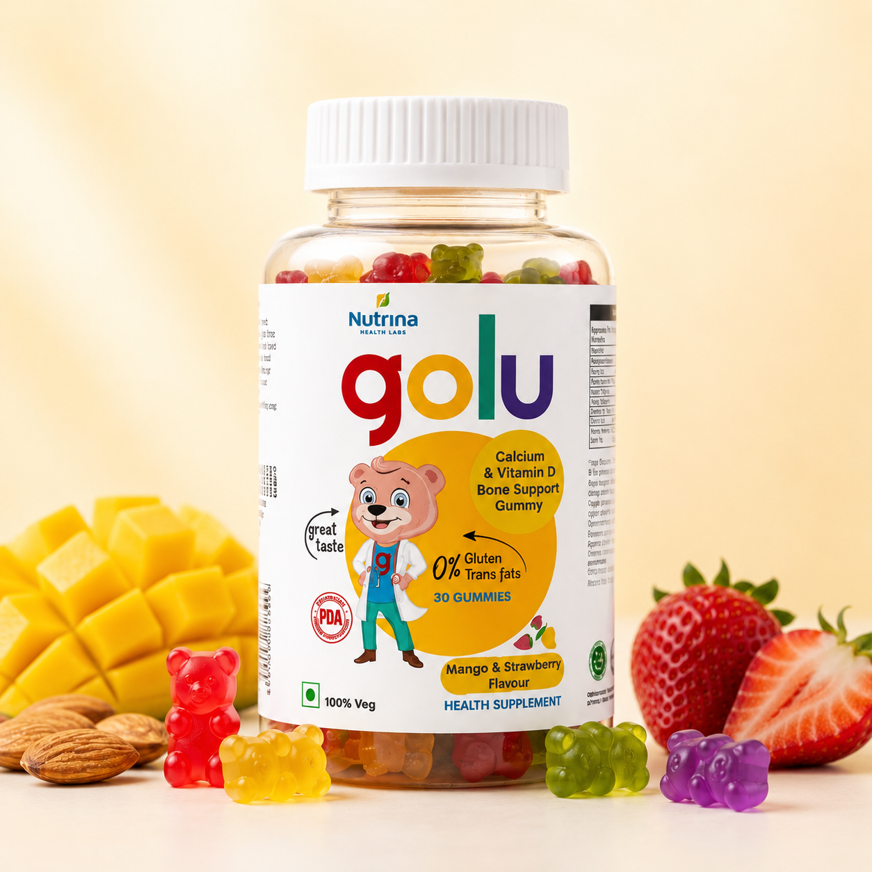 Golu Calcium Gummies with Vitamin D3 for Bone Support