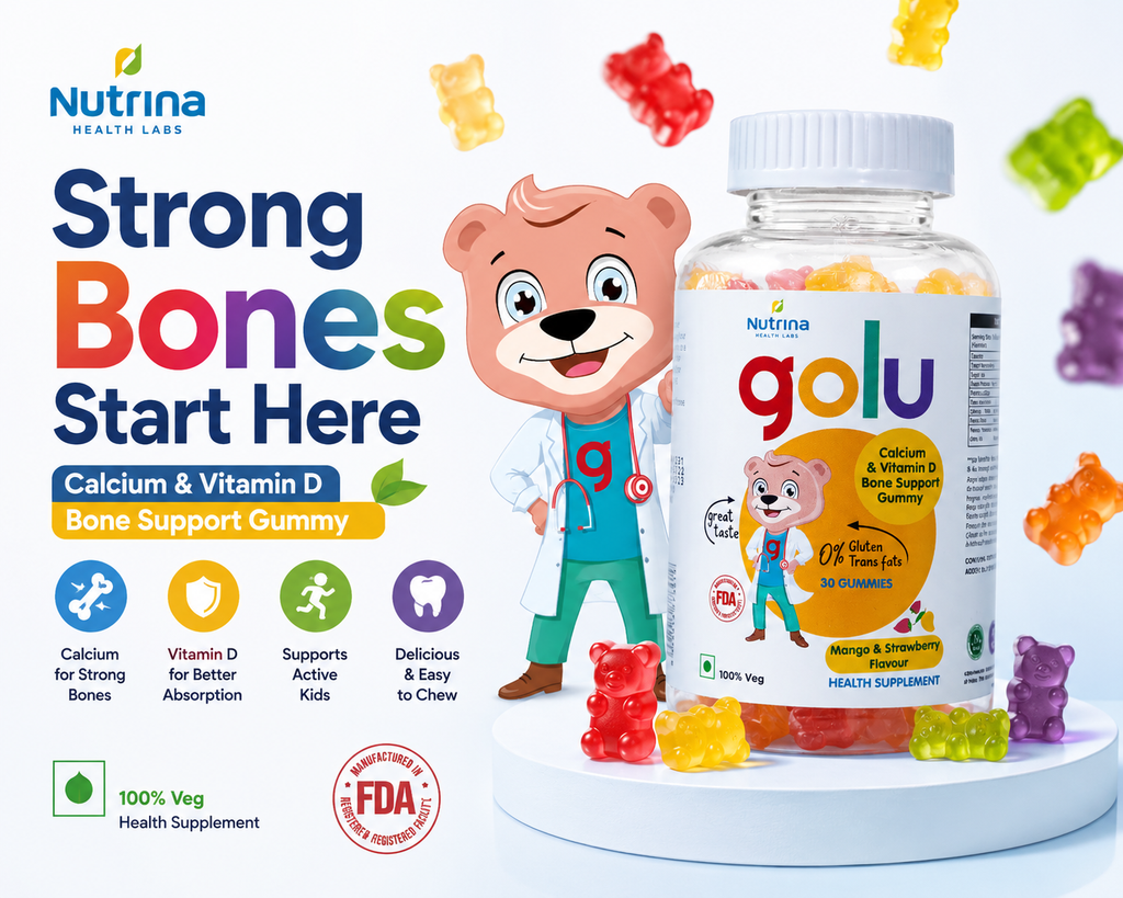Golu Calcium & Vitamin D Gummies for Kids – Bone Support (30 Gummies)